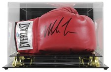 Guantone da boxe destro Mike Tyson autentico firmato rosso Everlast con custodia BAS