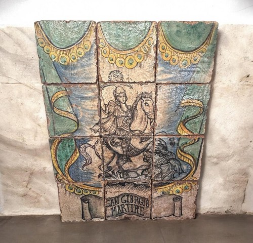 Antico pannello piastrelle - di,