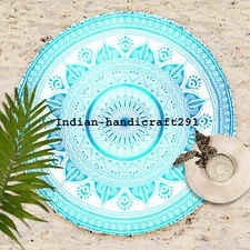 Mandala Indiano Spiaggia Coperta Yoga Tappetino Rotondo Telo Arazzo Hippy 183cm