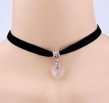 Collana Vintage Girocollo con pendente Cuore Trasparente Ciondolo Retro DONNA 