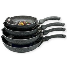 Set 4 Padelle Antiaderenti Pietra 20 - 24 - 28 - 32 cm Accademia Mugnano