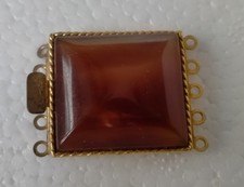 Chiusura collana susta fermezza 5 fili vintage cabochon marrone