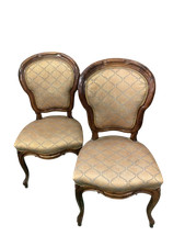 2 antiche sedie poltroncine in noce intagliate  imbottite dei primi del 900