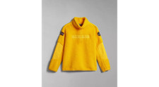 Felpa Uomo Napapijri in Pile Collo Alto Logo Inverno Sport Teide Giallo