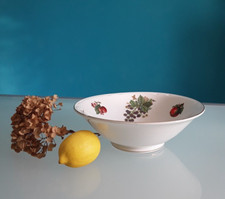 "CERAMICA IMOLA" Insalatiera vintage,porcellana bianca,disegno"Frutta"d. 26,5 cm