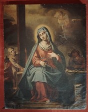 Dipinto olio su tela - Madonna con angeli