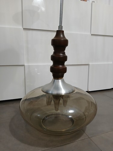 Lampadario vetro legno - lampadario, in
