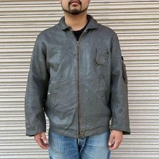 Giacca da volo in pelle pilota esercito francese anni 70 grigio cavalieri L