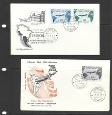 L9) n. 2 FDC Italia Repubblica 1961 visita presidente Gronchi Sudamerica