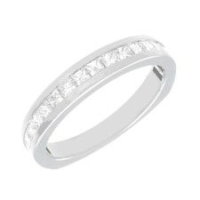 Antico 2.50 Carato Diamante Taglio Princess Fede Nuziale 14k IN Oro Bianco