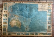 VINTAGE GRANDE 139x99 cm MAPPA CARTINA GEOGRAFICA AUSTRALIA OCEANIA GHIGI BRUNO