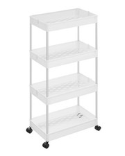 Carrello Portaoggetti 4 Ripiani Carrellino Cucina Salvaspazio a Ruote 40x22x87