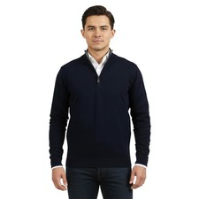 Mezza zip vero cashmere blu