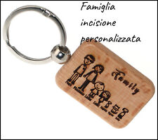 portachiavi personalizzato famiglia bambini incisione nomi legno festa del papa'