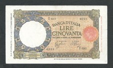 Italy Lire 50 BB / BB +++ LUPA CAPITOLINA Decr. 29-04-1940 !!!!!