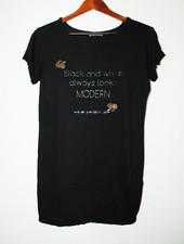 RELISH Mini Abito Maxi Tshirt nero viscosa stampa KARL LAGERFELD tg. M 42 