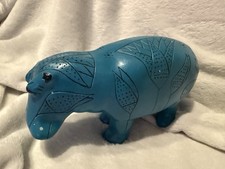 Grande Scultura in Ceramica "Ippopotamo Guglielmo" - Replica Fayence Egizia - 20 cm