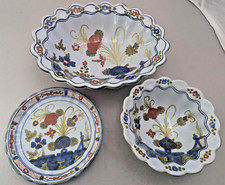 Servizio piatti/ciotola garofano blu AMM Faenza Garofano vintage 3 pezzi Italia