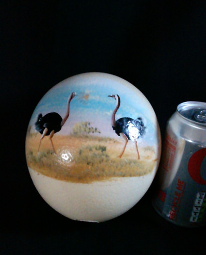 Hand painted ostrich egg - hand,