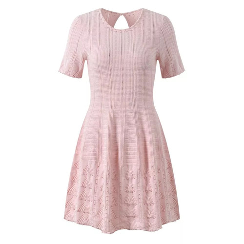 Vestito rosa corto maglia - a,