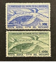 1949 Città del Vaticano Posta Aerea PA 75° UPU n 18 Lire 300 n 19 L. 1000 S 503
