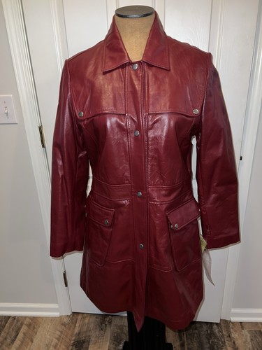 Cappotto donna pelle rosso