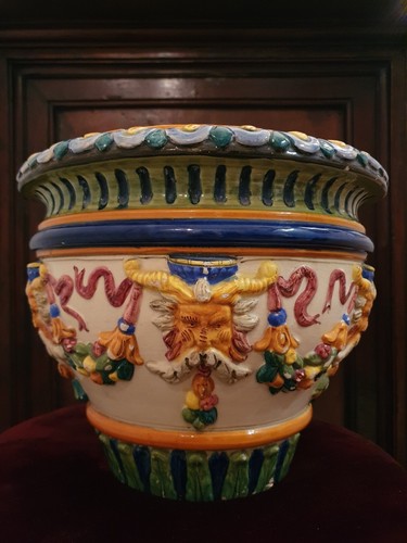 Antico vaso cachepot maiolica - cachepot,