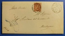 1885 Pontelandolfo (Benevento) - piego di lettera col c.mi 10 rosso Umberto I