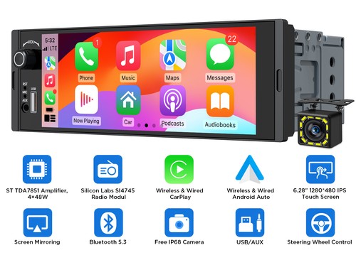 Autoradio eonon singolo - autoradio, 6,28"