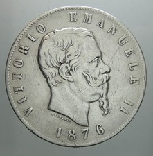 REGNO D'ITALIA 5 LIRE 1876 ROMA VITTORIO EMANUELE II IN ARGENTO 900