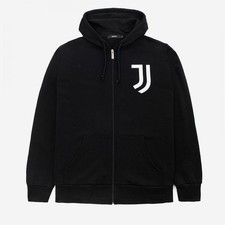 Juventus Felpa Nera Allenamento con Cappuccio Logo Bianco Stagione 2020/21 Uomo