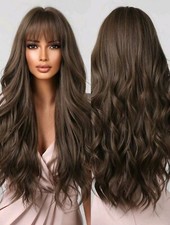 Parrucca Castano Chiaro Con Onde,Parrucca Lunga Castana Con Meches,brown Long Wi