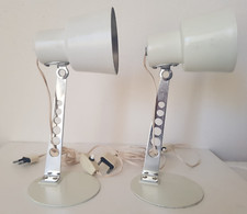 2 LAMPADE TARGETTI SANKEY TAVOLO MINIMALISTE ANNI 70 METALLO ALLUMINIO VINTAGE