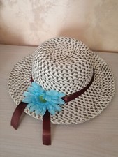 Cappello vintage estivo donna a tesa larga con fiore grande