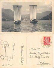 COMO BELLA IMMAGINE DEL LAGO CON BARCHE A VELA D'EPOCA-N.49975