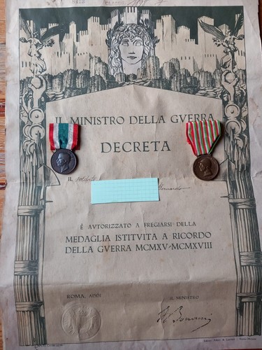 Ministero della guerra diploma - ministero,
