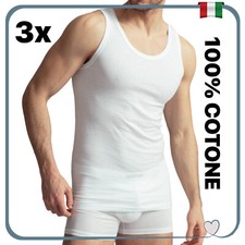 Set 3 Canottiera Uomo Cotone 100% Intima Spalla Larga Canotta intimo vogatore