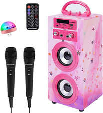 Macchina Karaoke Portatile, 2 Microfoni, Altoparlante Bluetooth, Luci, Lettore U