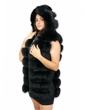 Gilet di volpe nero 48 con