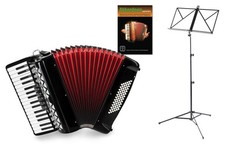 Fisarmonica 72 Bassi 34 Tasti Organetto Piano 5 Registri Set Borsa Leggio Nero