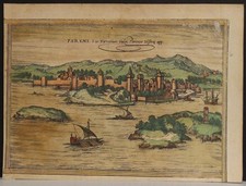POREC CROAZIA 1575 BRAUN & HOGENBERG INSOLITO ANTICO RAME INCISO VISTA CITTÀ