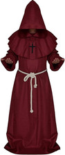 Costume vestaglia monaco medievale con cappuccio cintura croce sacerdote frate cosplay outfit