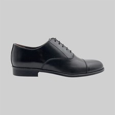 Scarpe Oxford Francesine Fondo Cuoio Uomo Pelle Nero Made in Italy Matrimonio