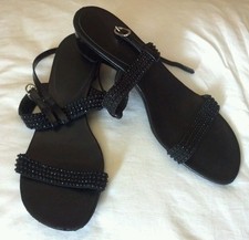 Sandali donna neri strass ecopelle n.38 bassi senza tacco