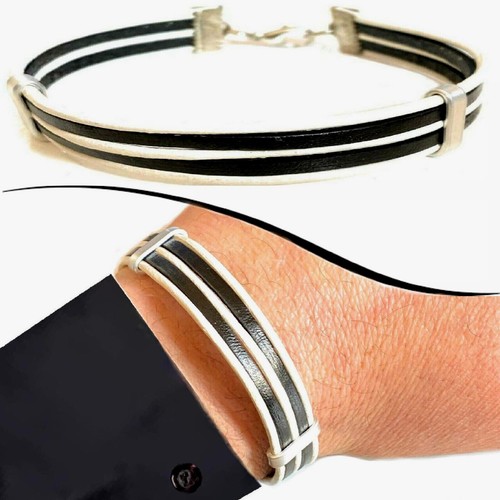 Bracciale pelle uomo - pelle,