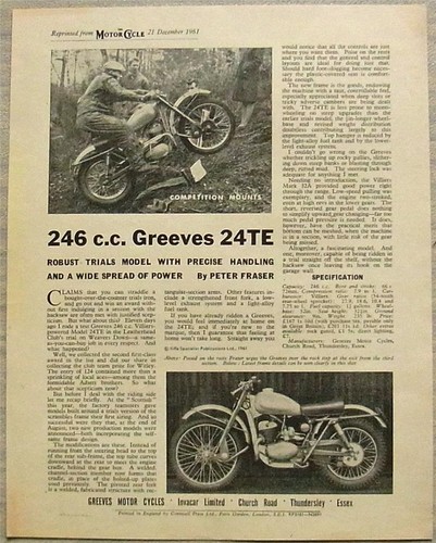 Ristampa articolo moto greeves - ristampa,