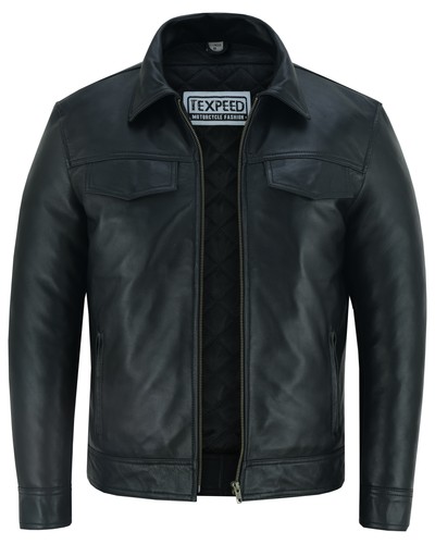 Uomo pelle casual biker - casual, giacca