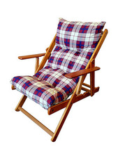 POLTRONA RELAX COMODONA ROSSO BORDEAUX SCOZZESE IN LEGNO 3 POSIZIONI