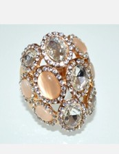 Anello oro pietre beige - oro,