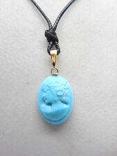 Ciondolo in Oro Giallo 18 Kt con Cammeo in Turchese naturale - Pendente